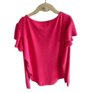 GB Girls Pink Cold Shoulder Ruffle Sweater Size Small